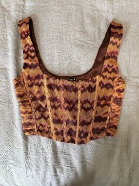 Zara Brown Printed Mesh Corset